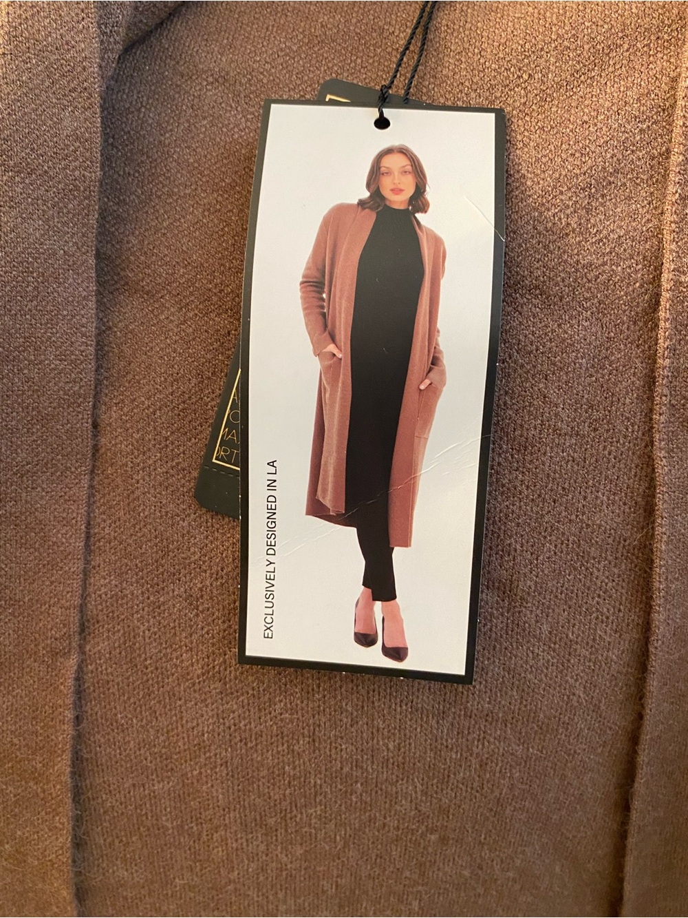New Women’s MaxSport Long Open Front Cardigan Sweater Mocha Small